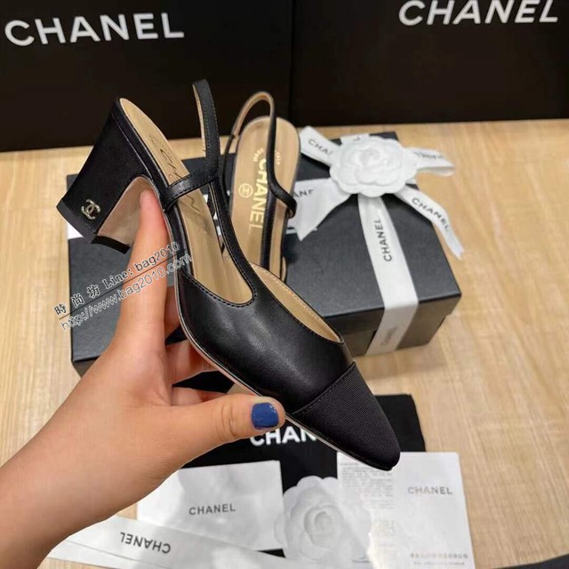 Chanel專櫃經典款女士涼鞋 香奈兒時尚sling back涼鞋平跟鞋6.5cm中跟鞋 dx2549